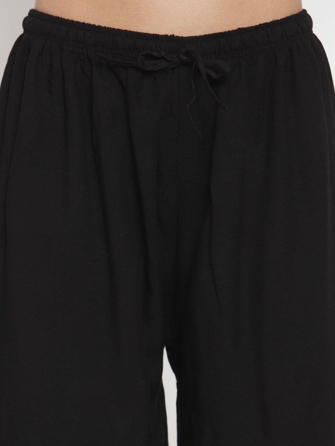 Dhimhi Women's Black Hem Design Straight Palazzos