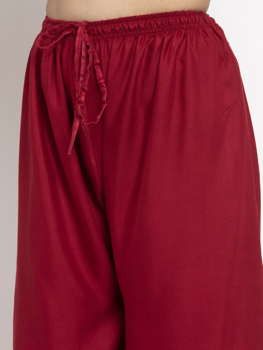 Dhimhi Women's Maroon & Gold-Coloured Printed Straight Palazzos