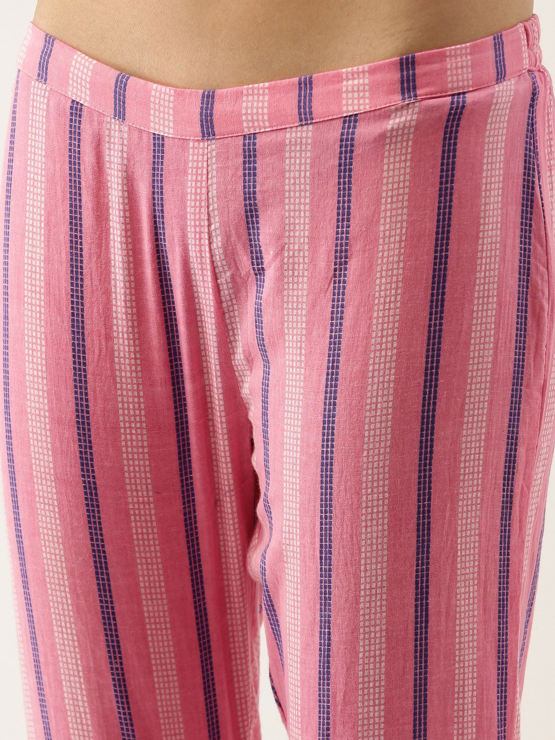 Dhimhi Women's Pink Pure Cotton Floral Print Kurta with Trousers