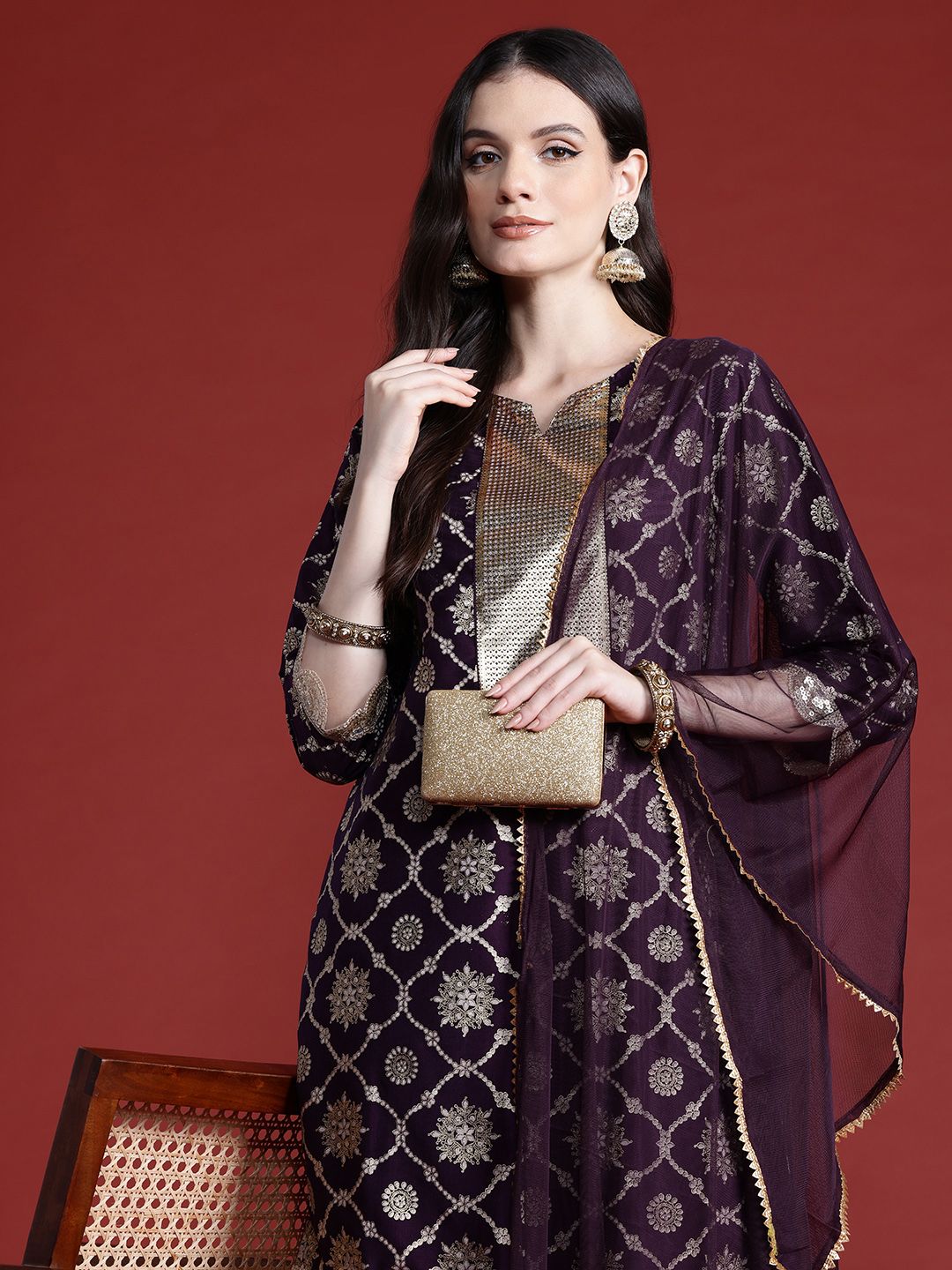 Dhimhi Women's Ethnic Motifs Print Kurta with Salwar & Dupatta