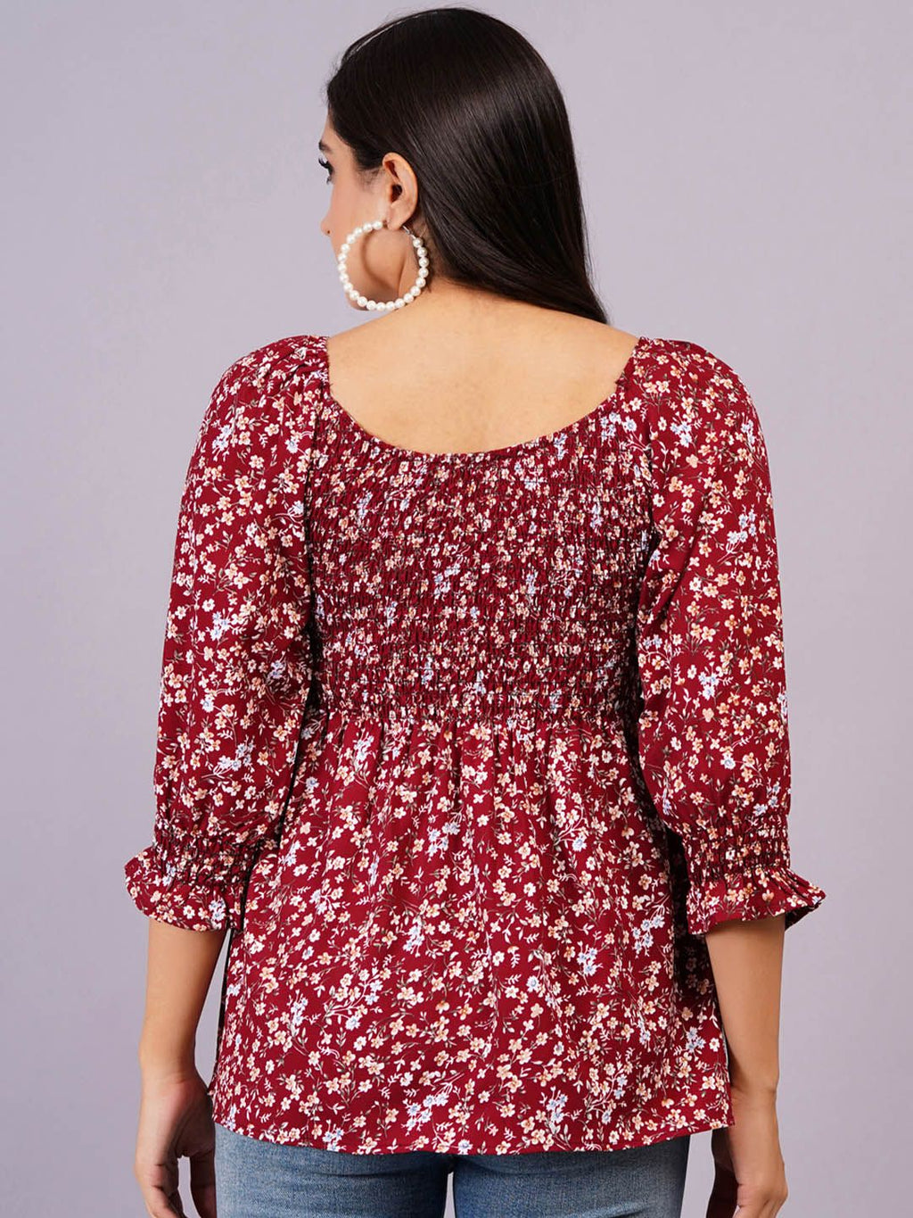 Dhimhi Women's Floral Bell Sleeve Top