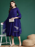 Dhimhi Women's Gotta Patti Detail Empire Dress With Sequin Detail Dupatta