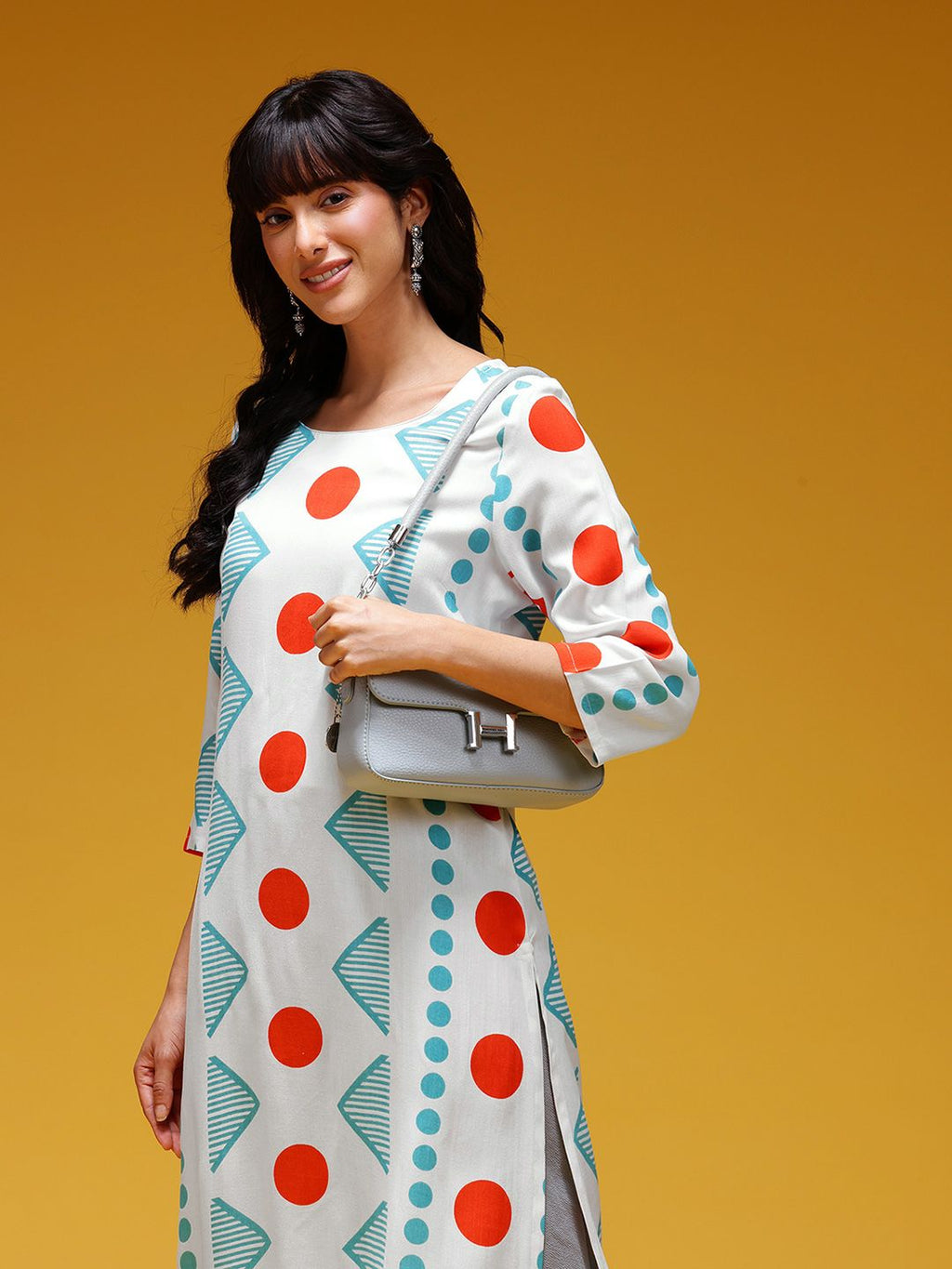 Geometric Print Straight Kurta