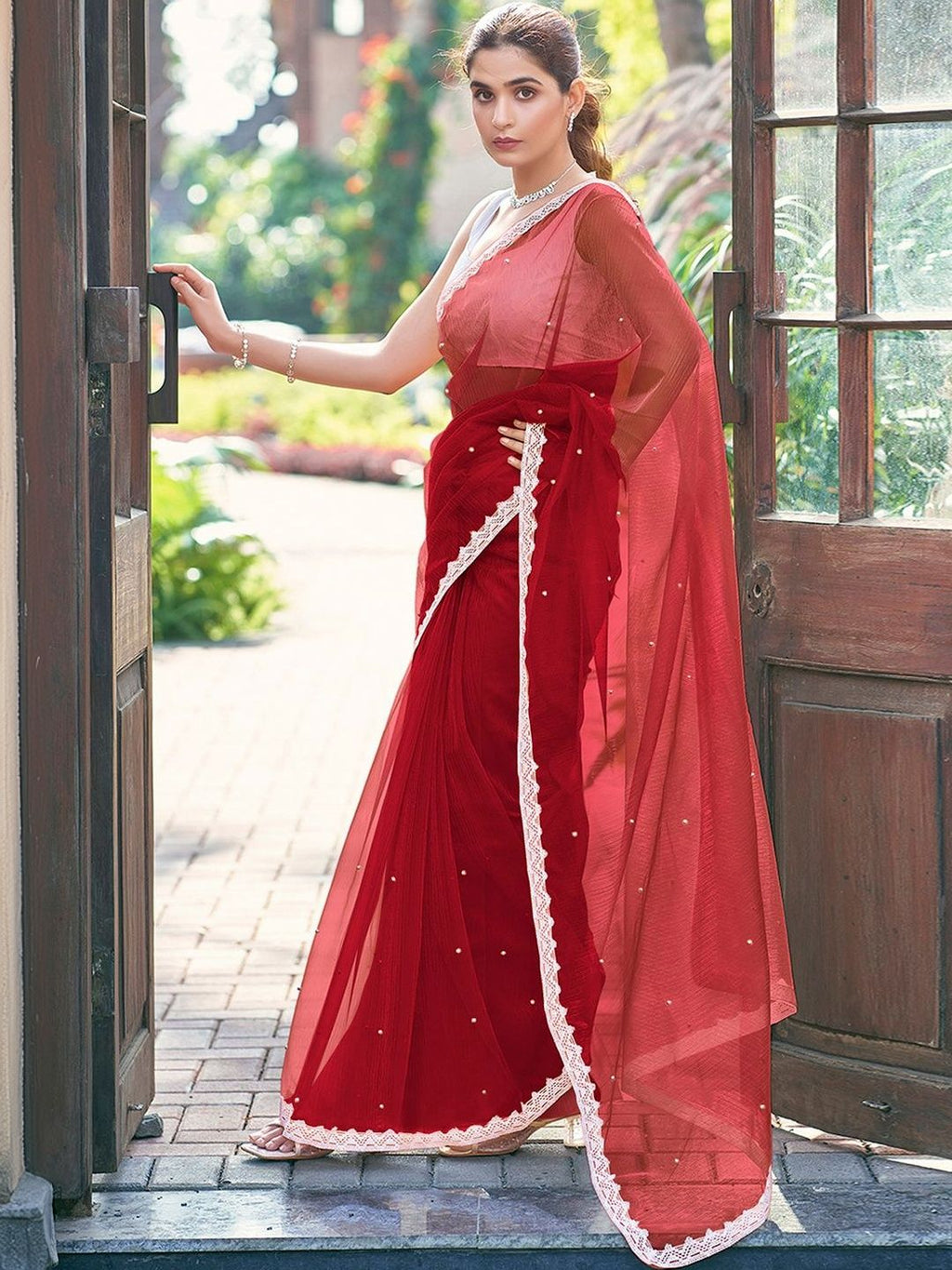 Dhimhi Women's Embellished Supernet Saree