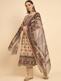 Dhimhi Women Aari Hand Work Digital Printed Kurta with Trousers & Dupatta
