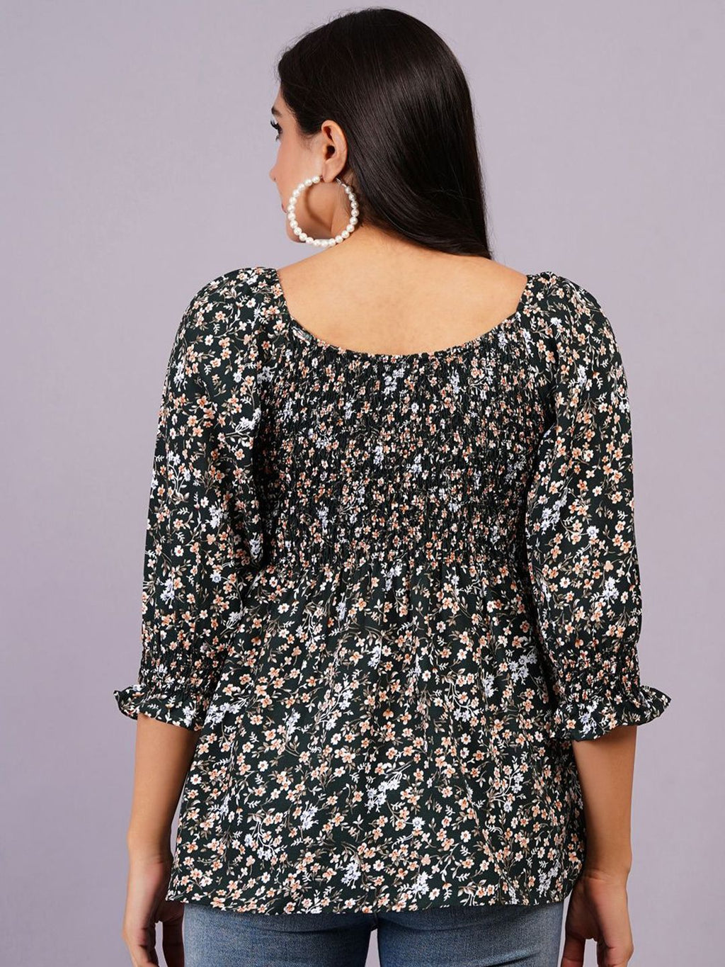 Dhimhi Women's Floral Bell Sleeve Top