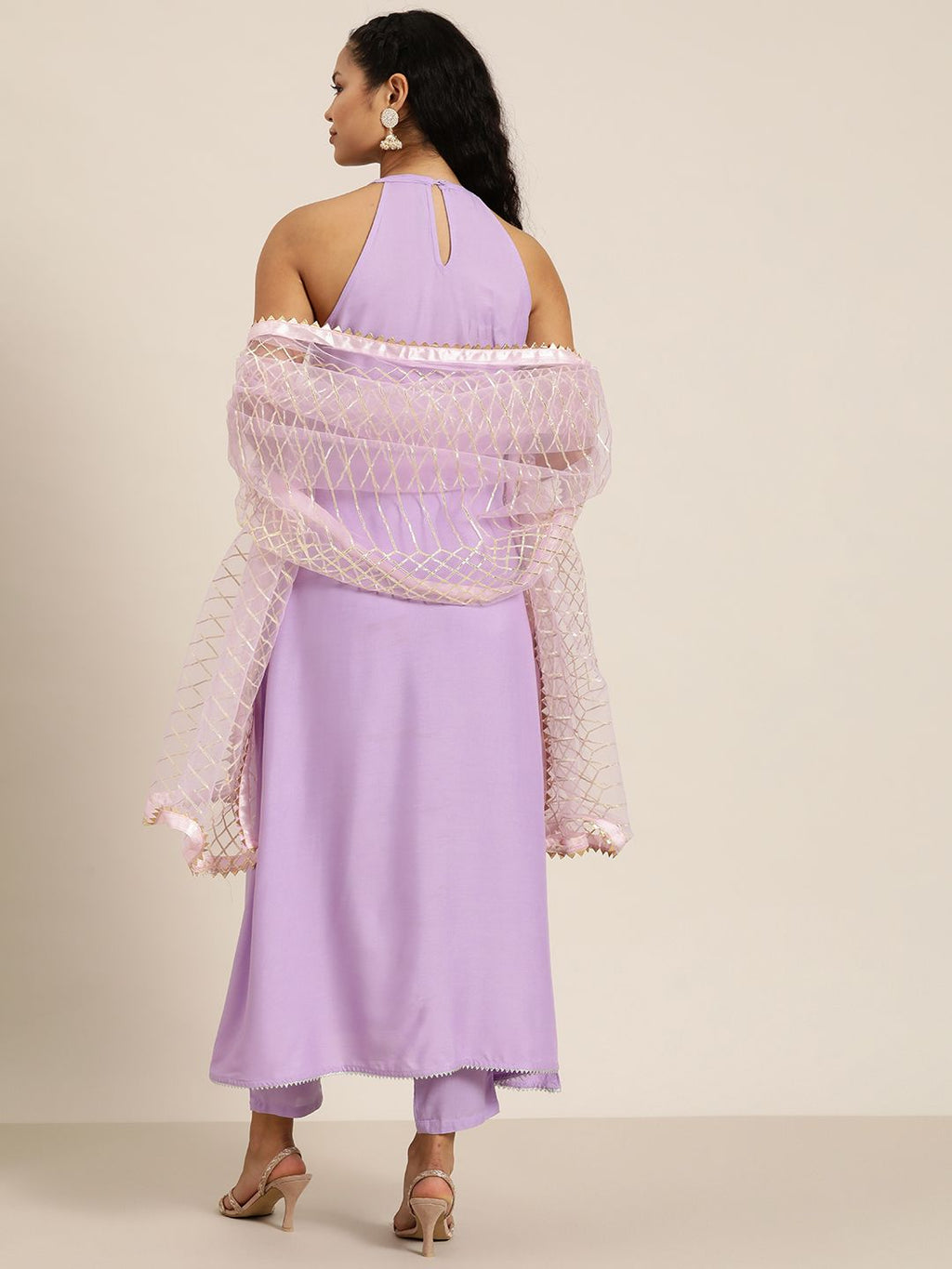 Dhimhi Women A-Line Kurta with Trousers & Gotta Patti Dupatta