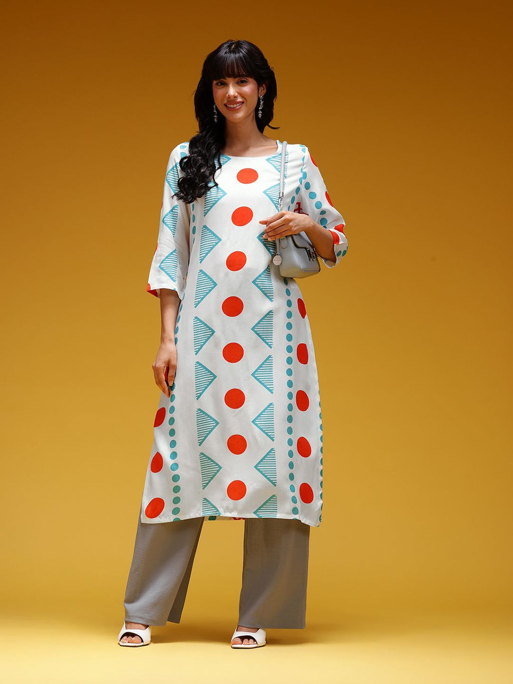 Geometric Print Straight Kurta
