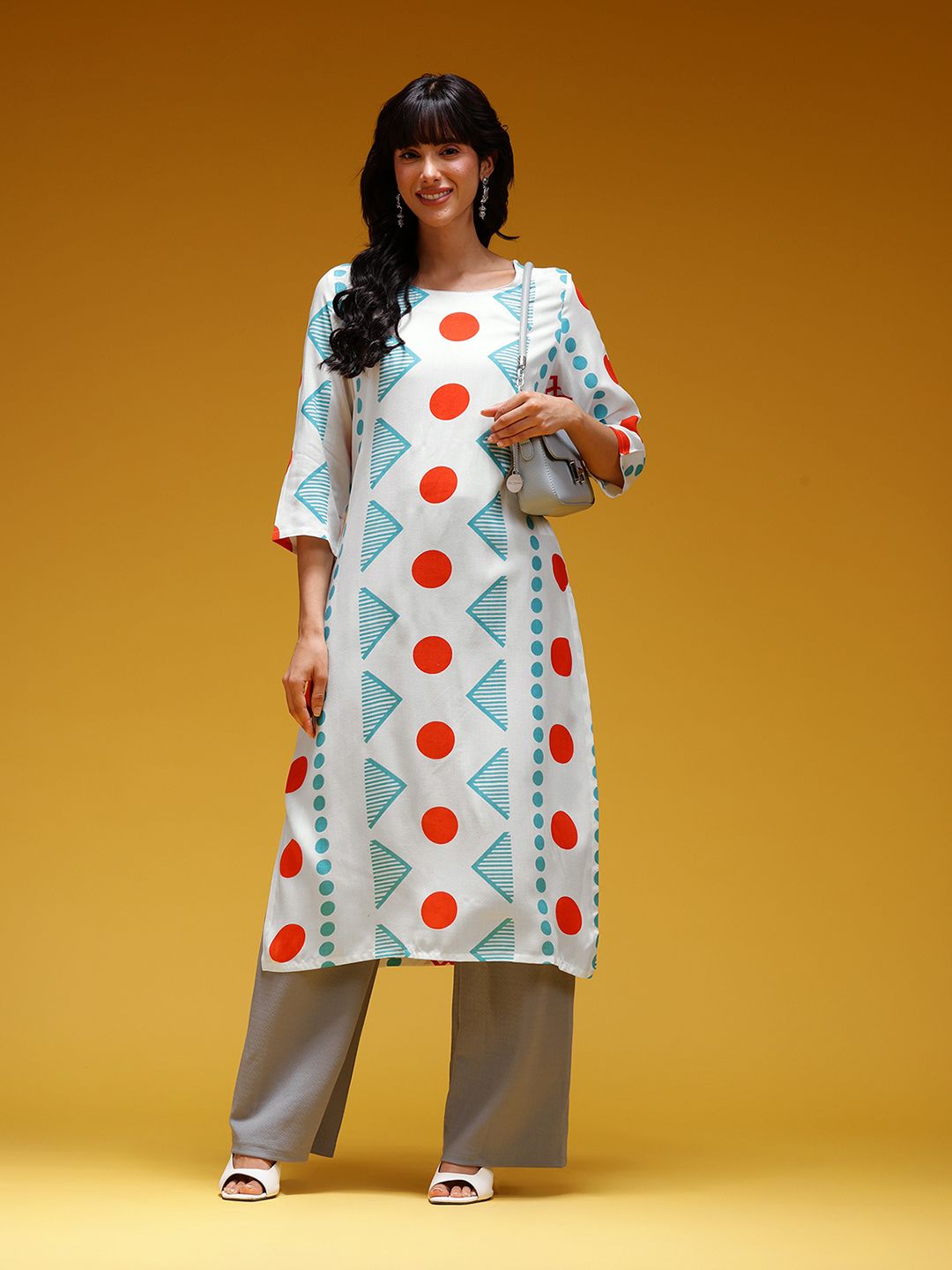 Geometric Print Straight Kurta
