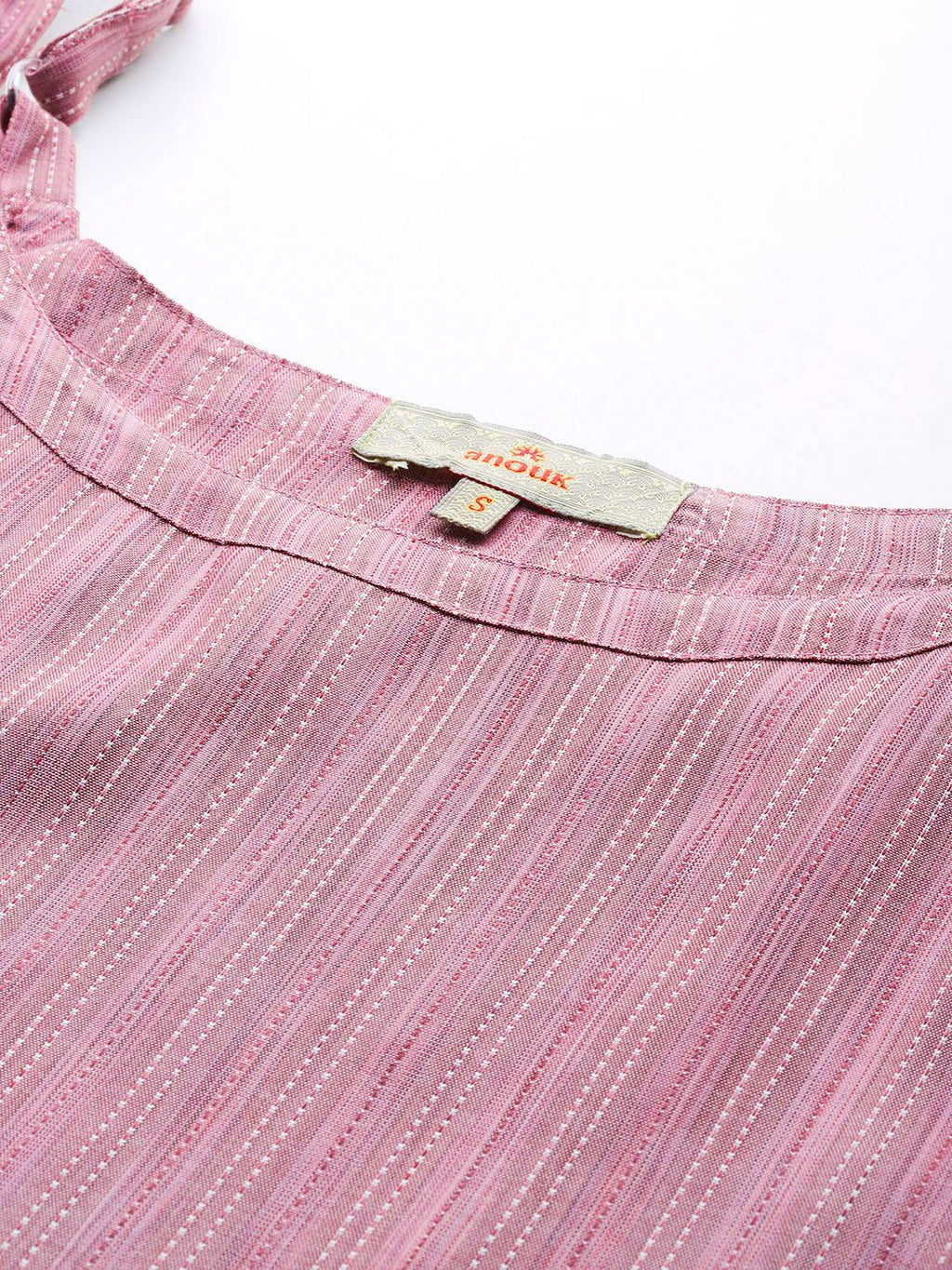 Shoulder Straps Woven Design Striped Straight Kurta