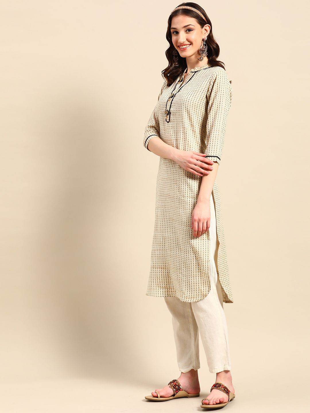 Geometric Printed Jacquard Kurta