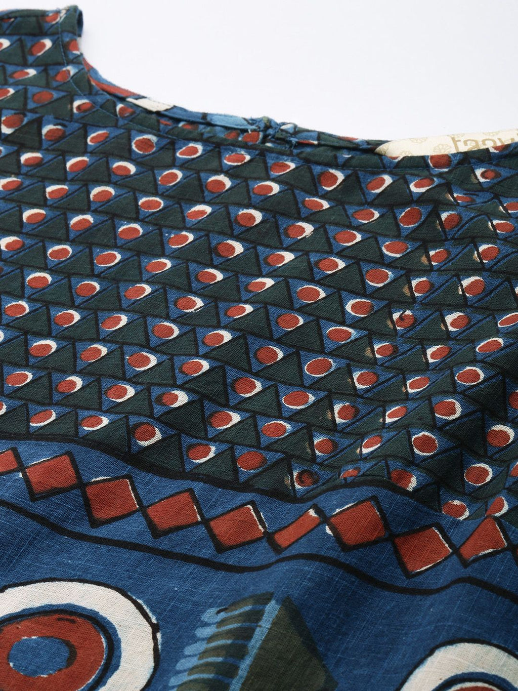 Dhimhi Women's Geometric Printed A-Line Indigo Ethnic Dress