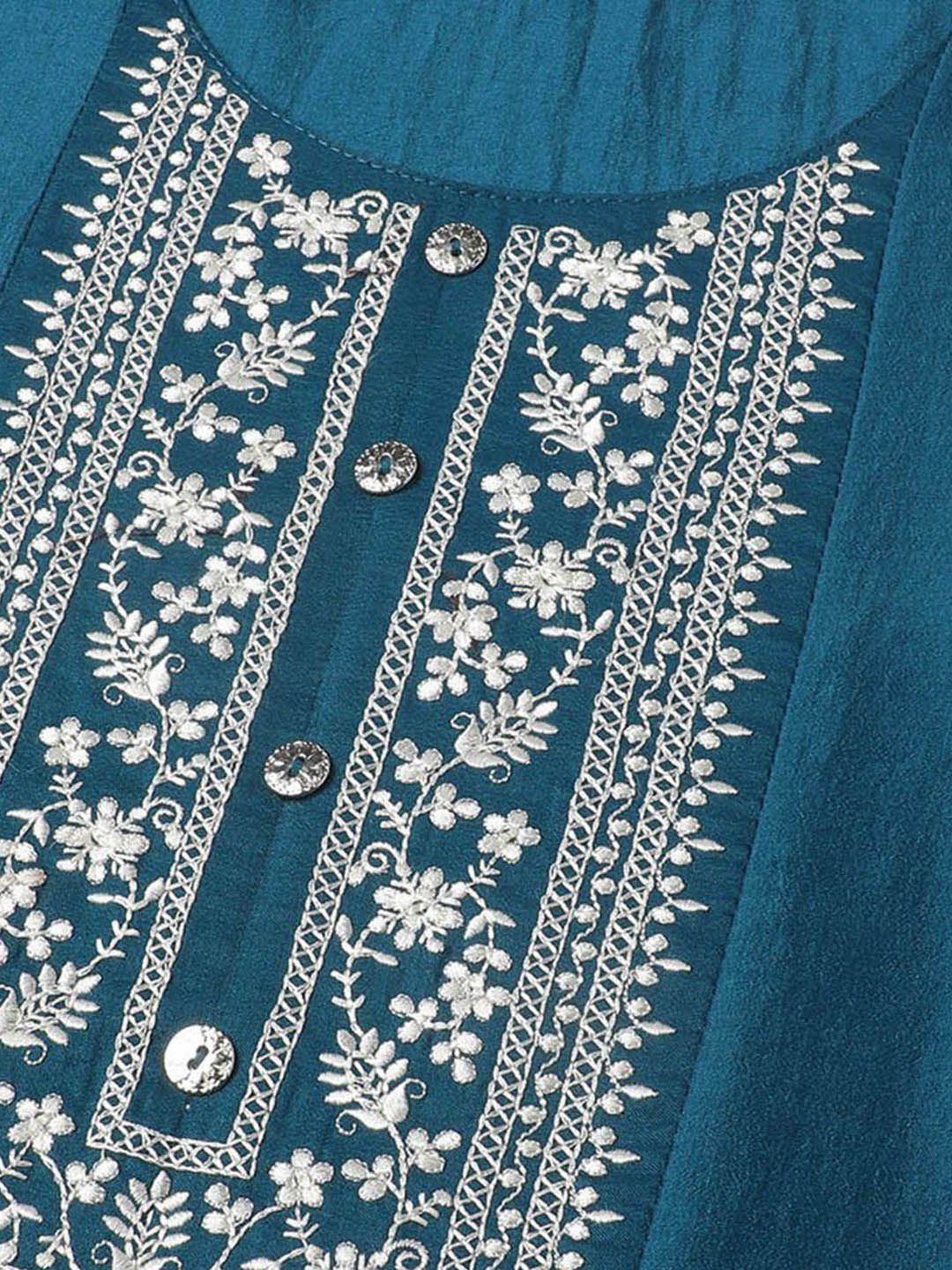 Dhimhi Women's Floral Embroidered A-Line Top