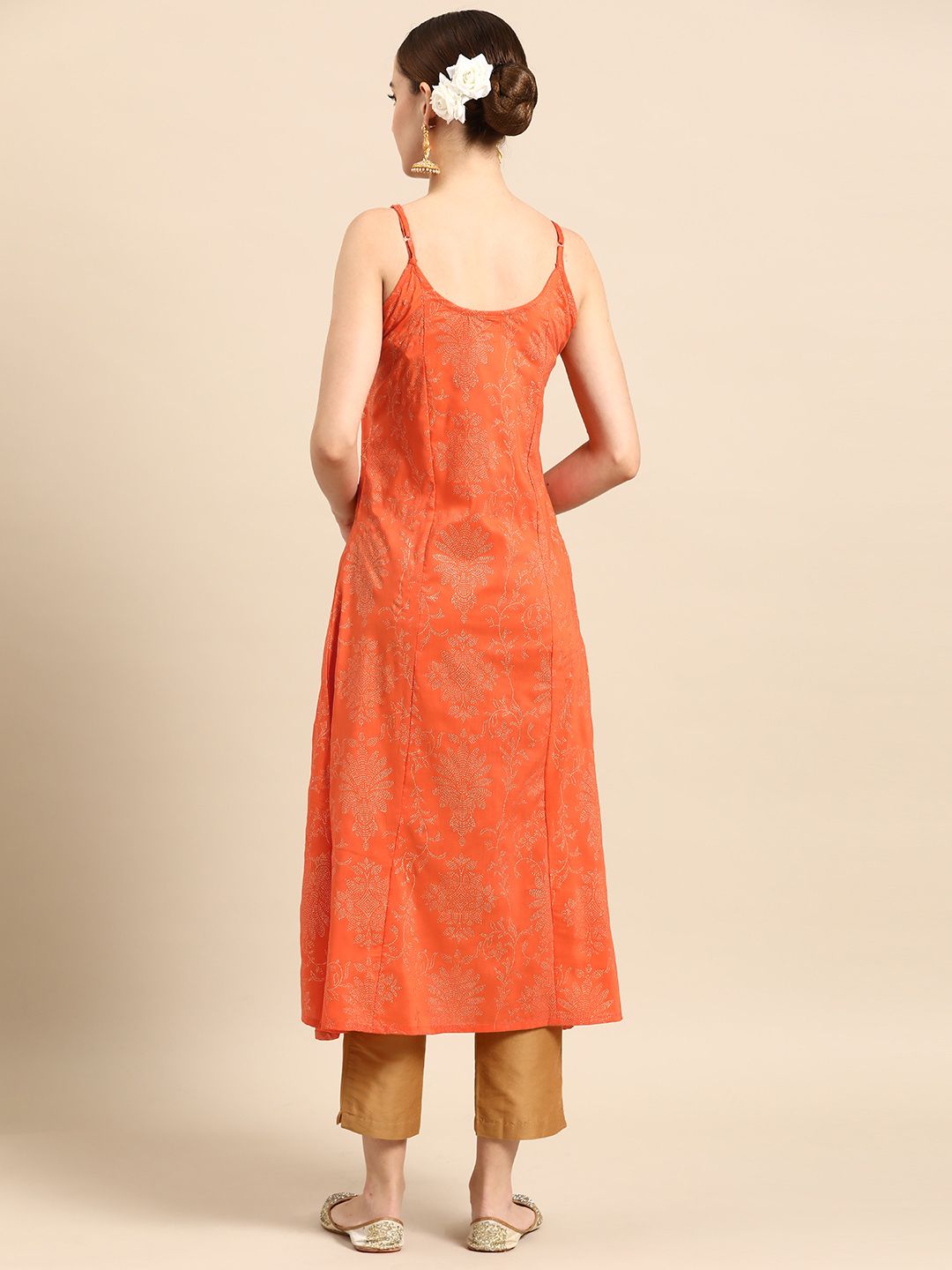 Ethnic Motifs Printed Shoulder Straps A-Line Kurta