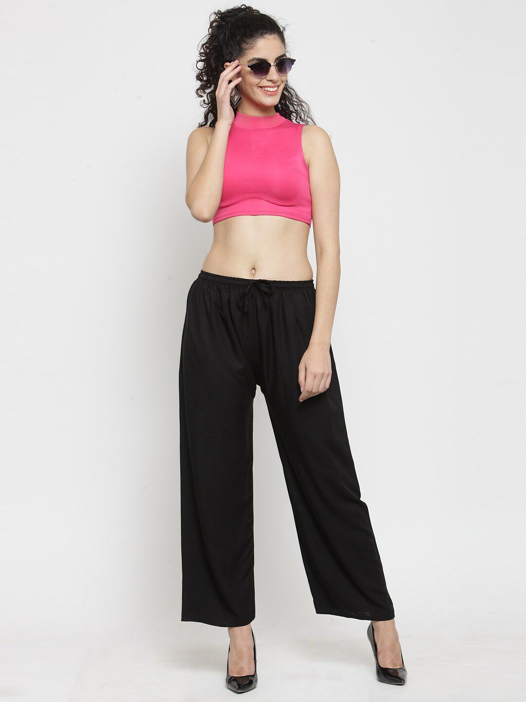 Dhimhi Women's Black Flared Palazzos