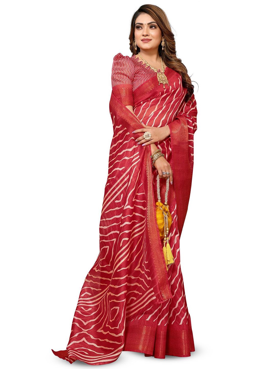 Dhimhi Women's Leheriya Zari Saree
