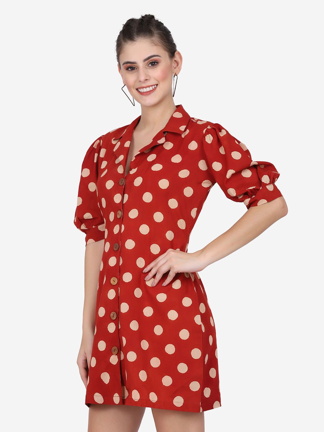 Dhimhi Women's Polka Dot Printed Cotton Top
