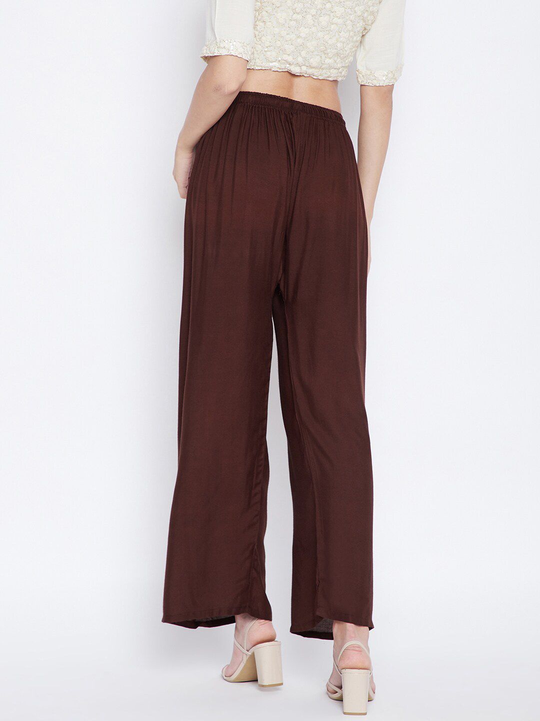 Dhimhi Women's Coffee Brown Knitted Palazzos