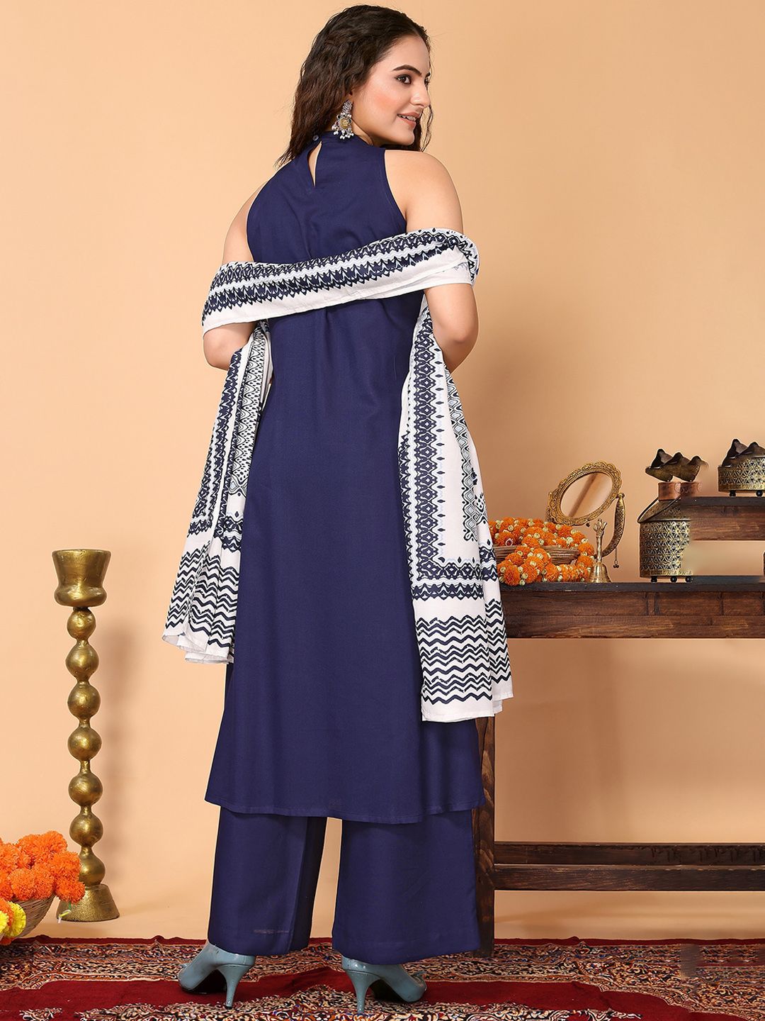 Dhimhi Women A-Line Kurta with Palazzos & Dupatta