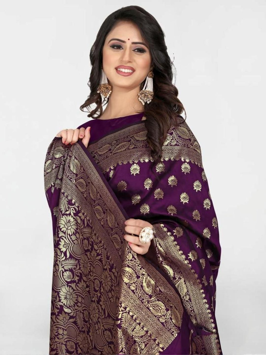 Dhimhi Women's Ethnic Motifs Zari Silk Blend Banarasi Saree