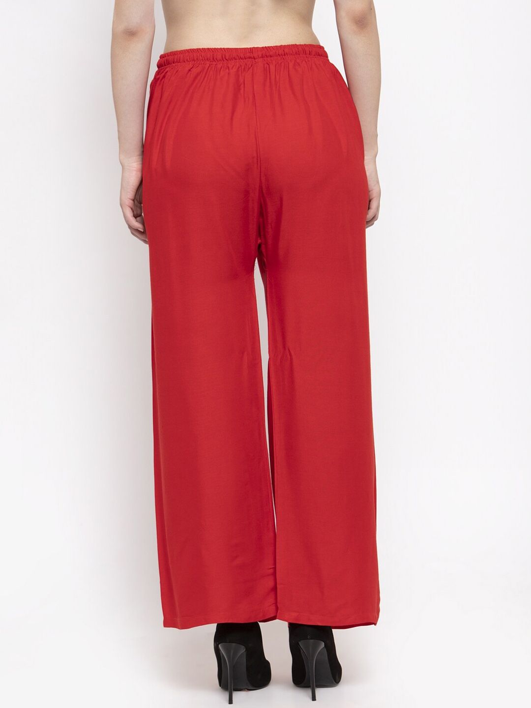 Dhimhi Women's Red Flared Ethnic Palazzos