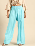 Dhimhi Women's Blue Solid Straight Palazzos