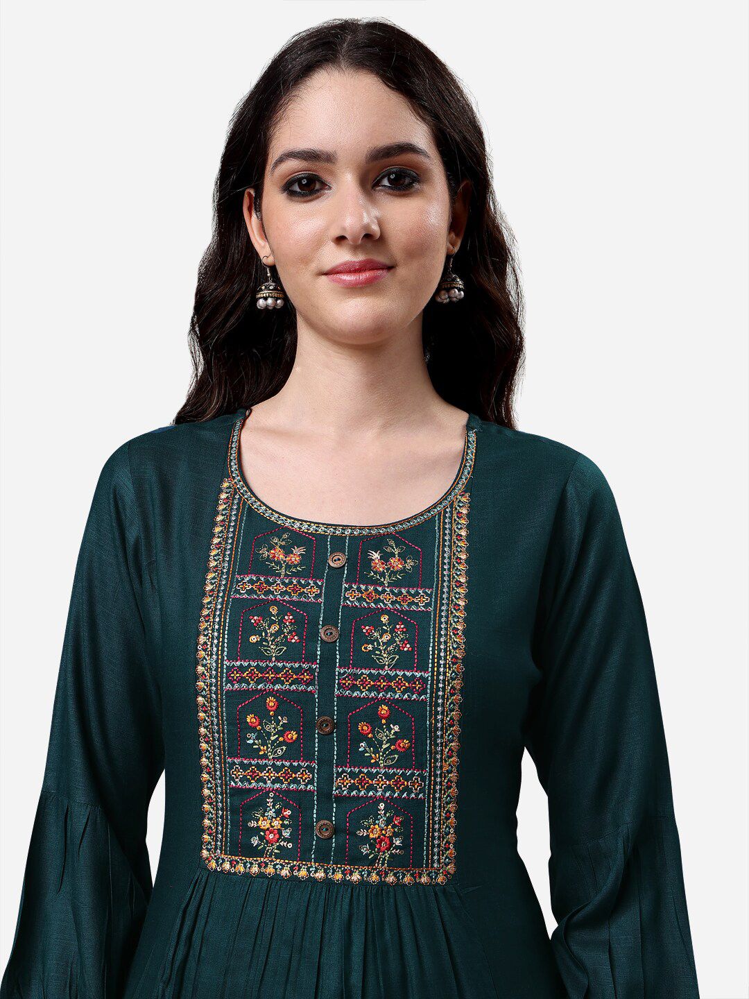 Dhimhi Women's Floral Embroidered Longline Top