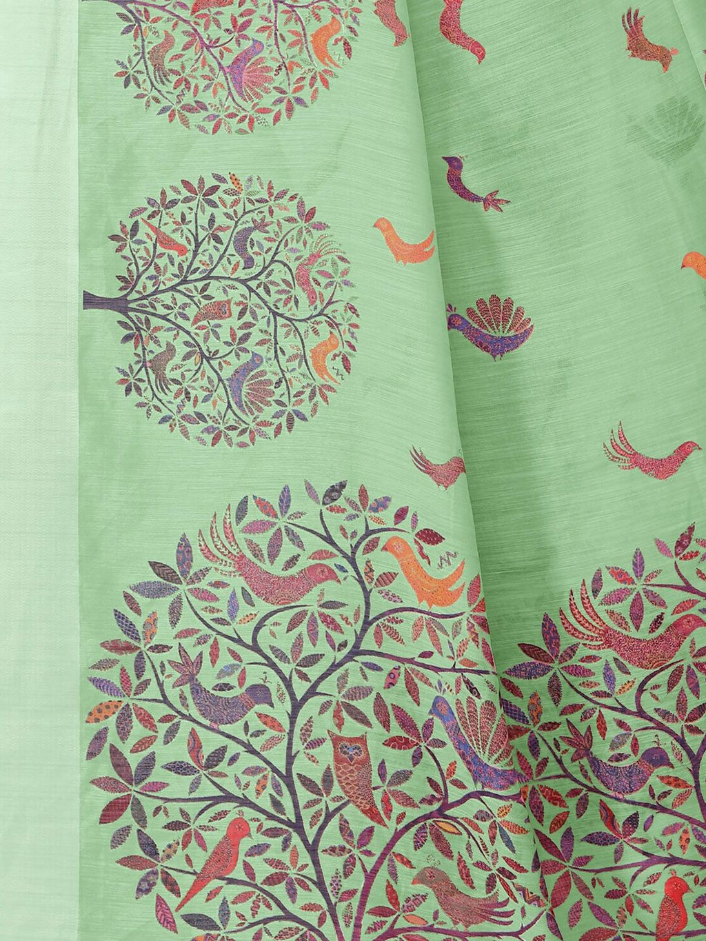 Dhimhi Women's Sea Green & Red Ethnic Motifs Saree