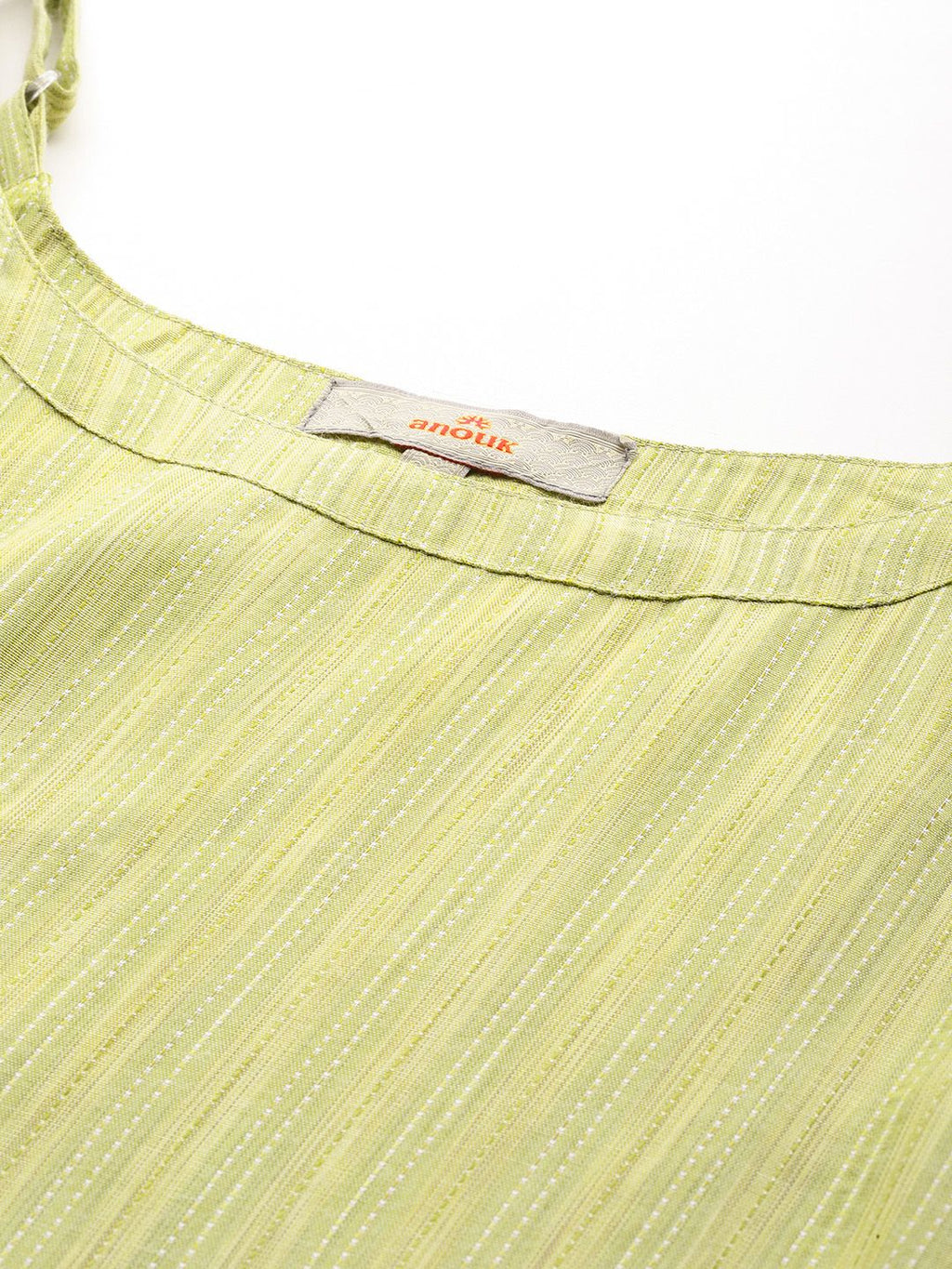 Shoulder Straps Woven Design Striped Straight Kurta