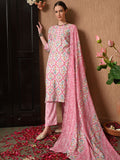 Dhimhi women's floral printed cotton kurta set with matching trousers and dupatta, featuring vibrant floral design and comfortable fit.
