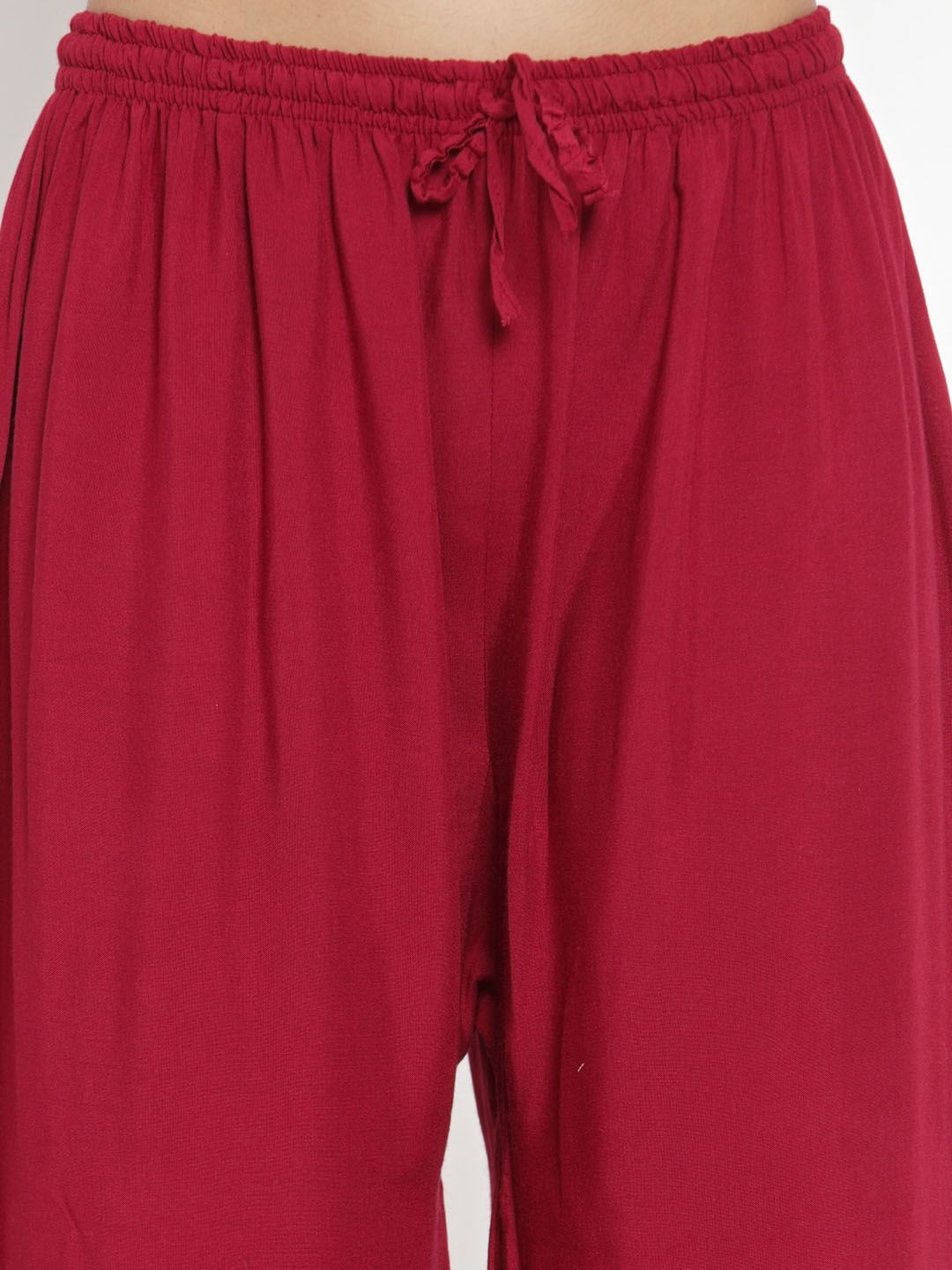 Dhimhi Women's Maroon Solid Straight Palazzos
