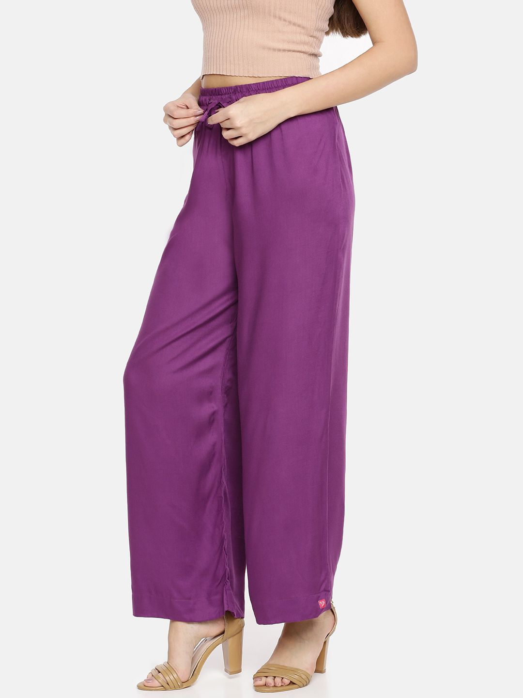 Dhimhi Women's Purple Solid Wide Leg Palazzos