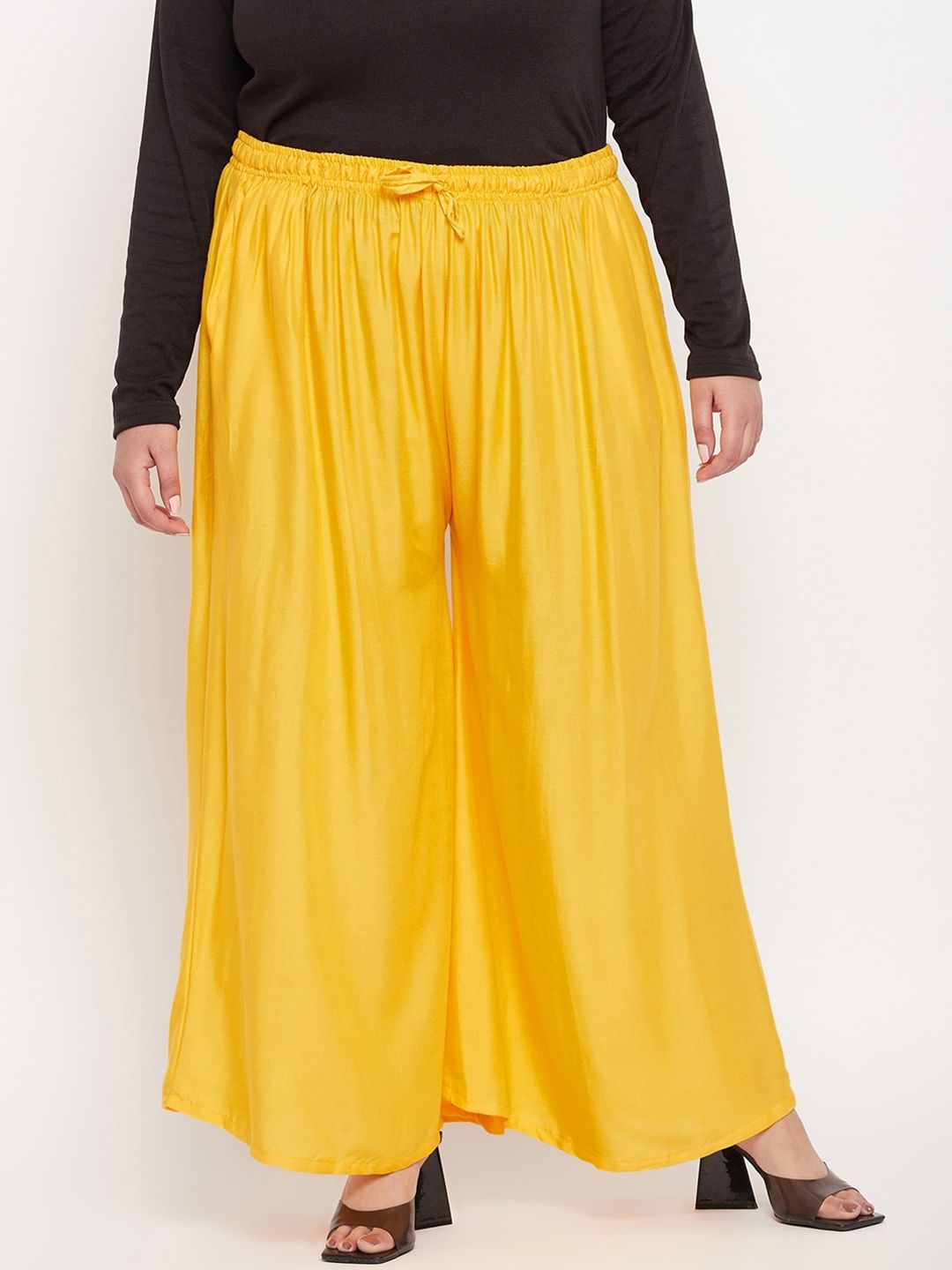 Dhimhi Women's Elasticated Rayon Flared Palazzos