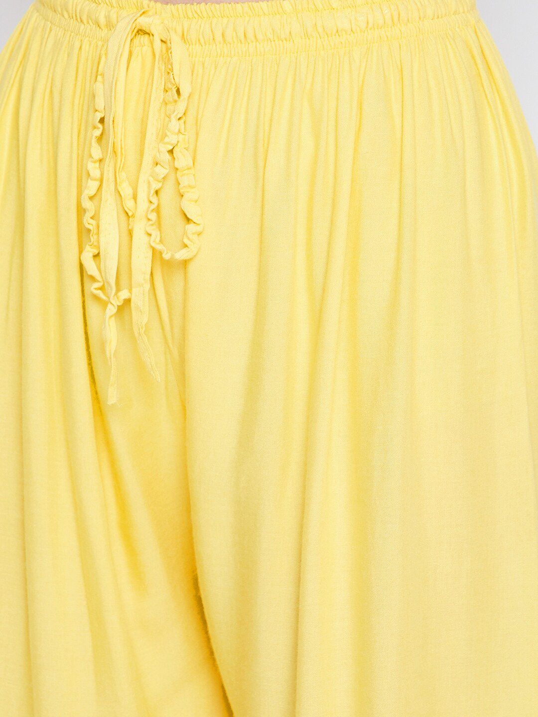 Dhimhi Women's Yellow Knitted Palazzos