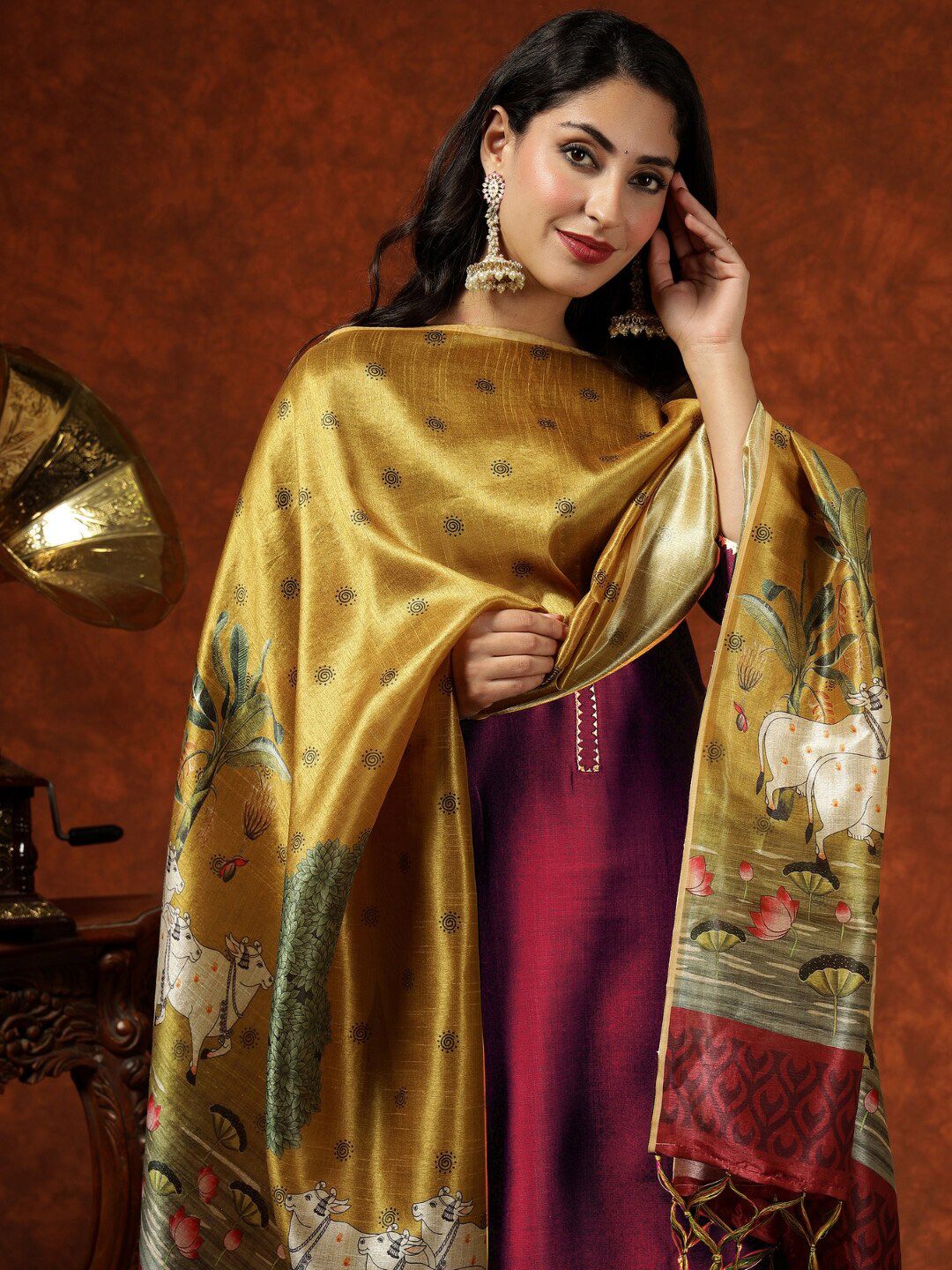 Dhimhi Women's Kalini Straight Kurta Pant Set With Digital Print Dupatta - dhimhi