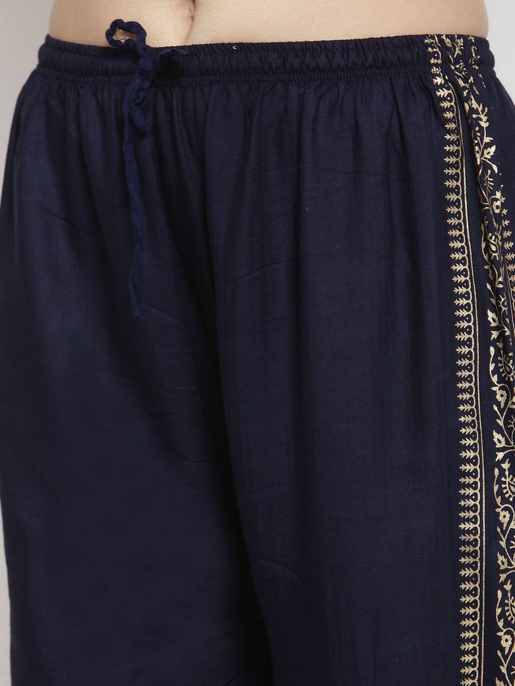 Dhimhi Women's Clora Creations Navy Blue & Gold-Toned Printed Rayon Palazzo