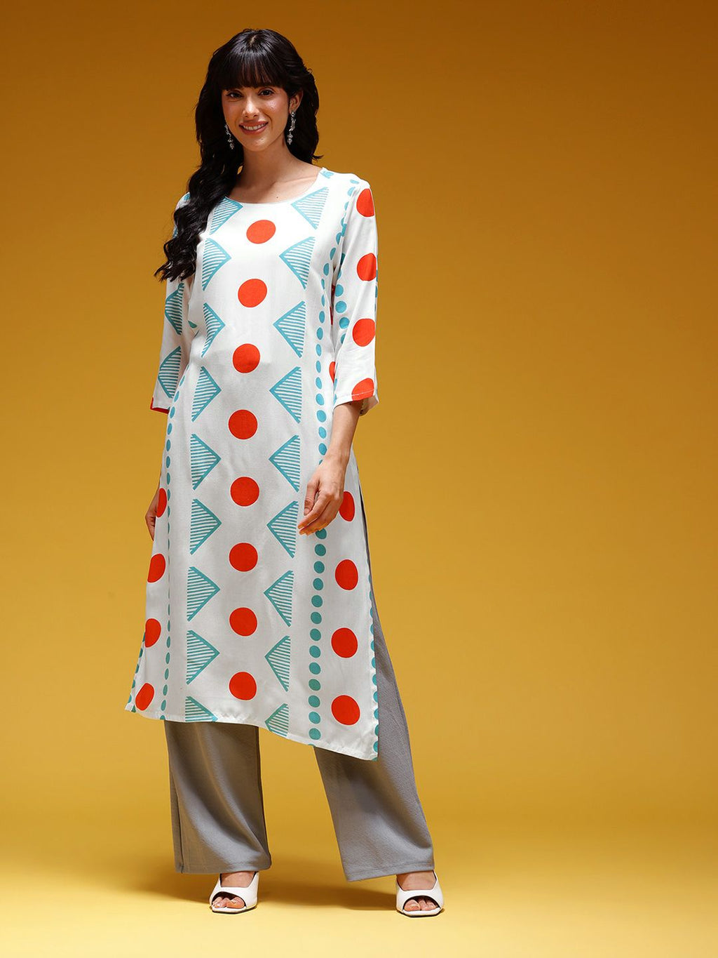 Geometric Print Straight Kurta