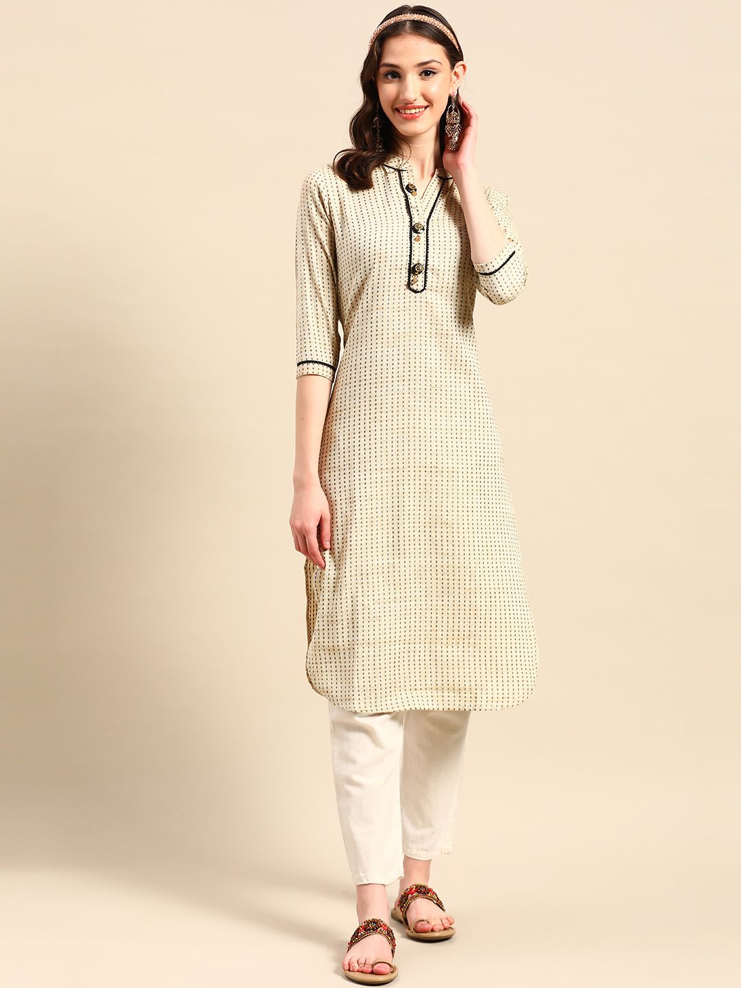 Geometric Printed Jacquard Kurta