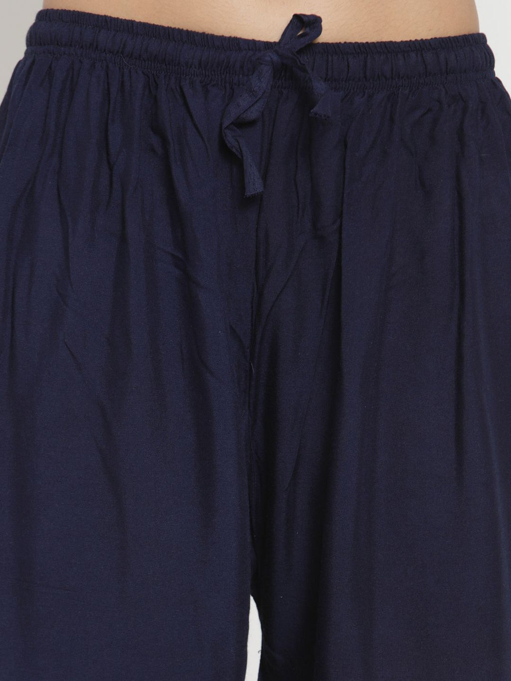 Dhimhi Women's Navy Blue Solid Straight Palazzos