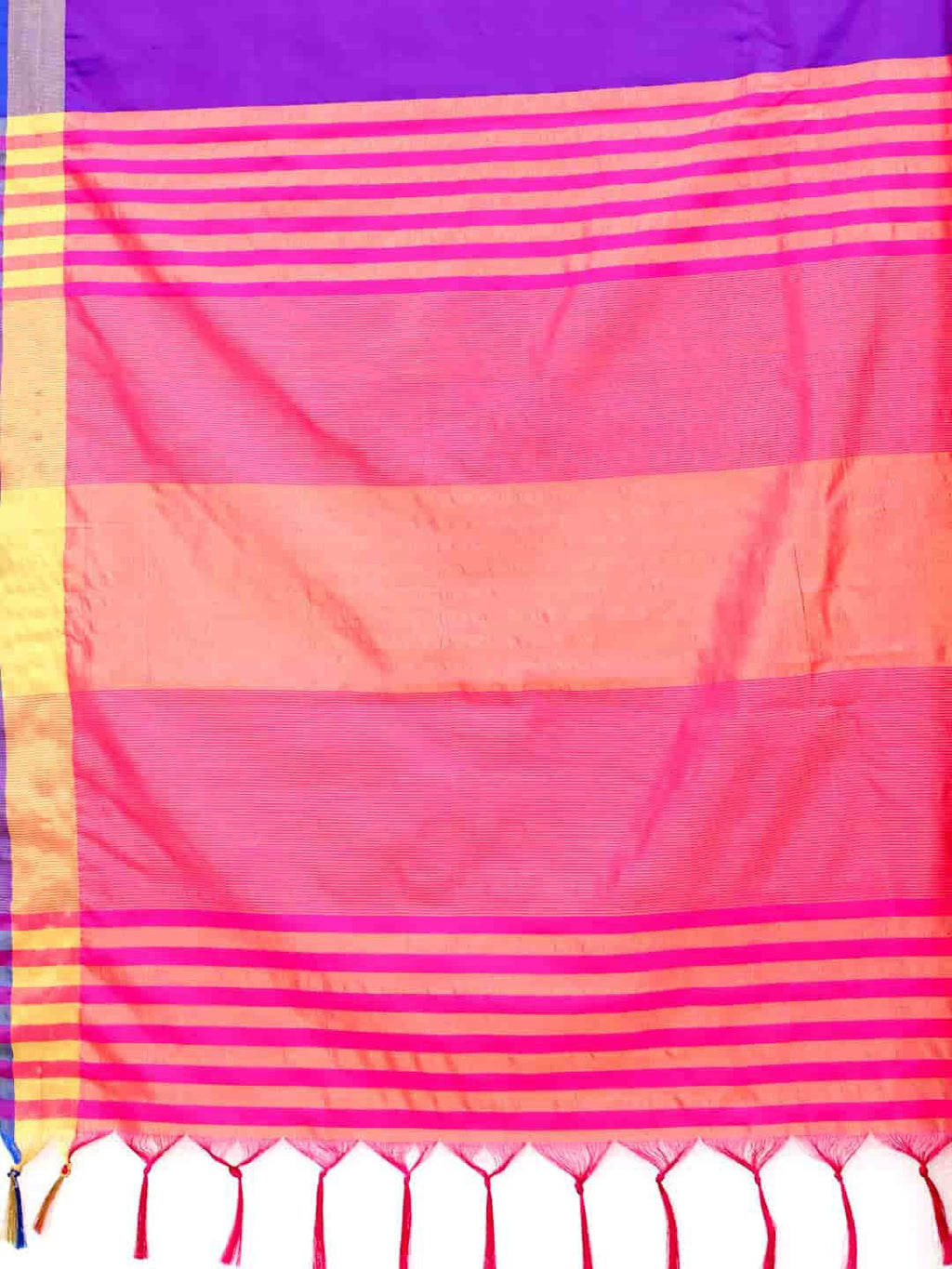 Dhimhi Women's Blue & Magenta Zari Art Silk Fusion Arani Saree