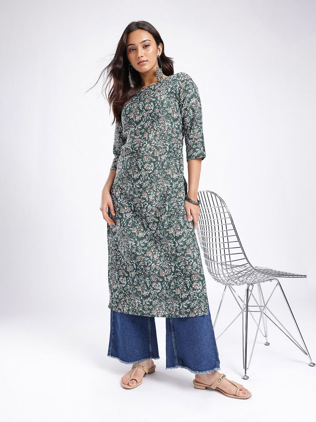 Floral Printed Straight Kurta