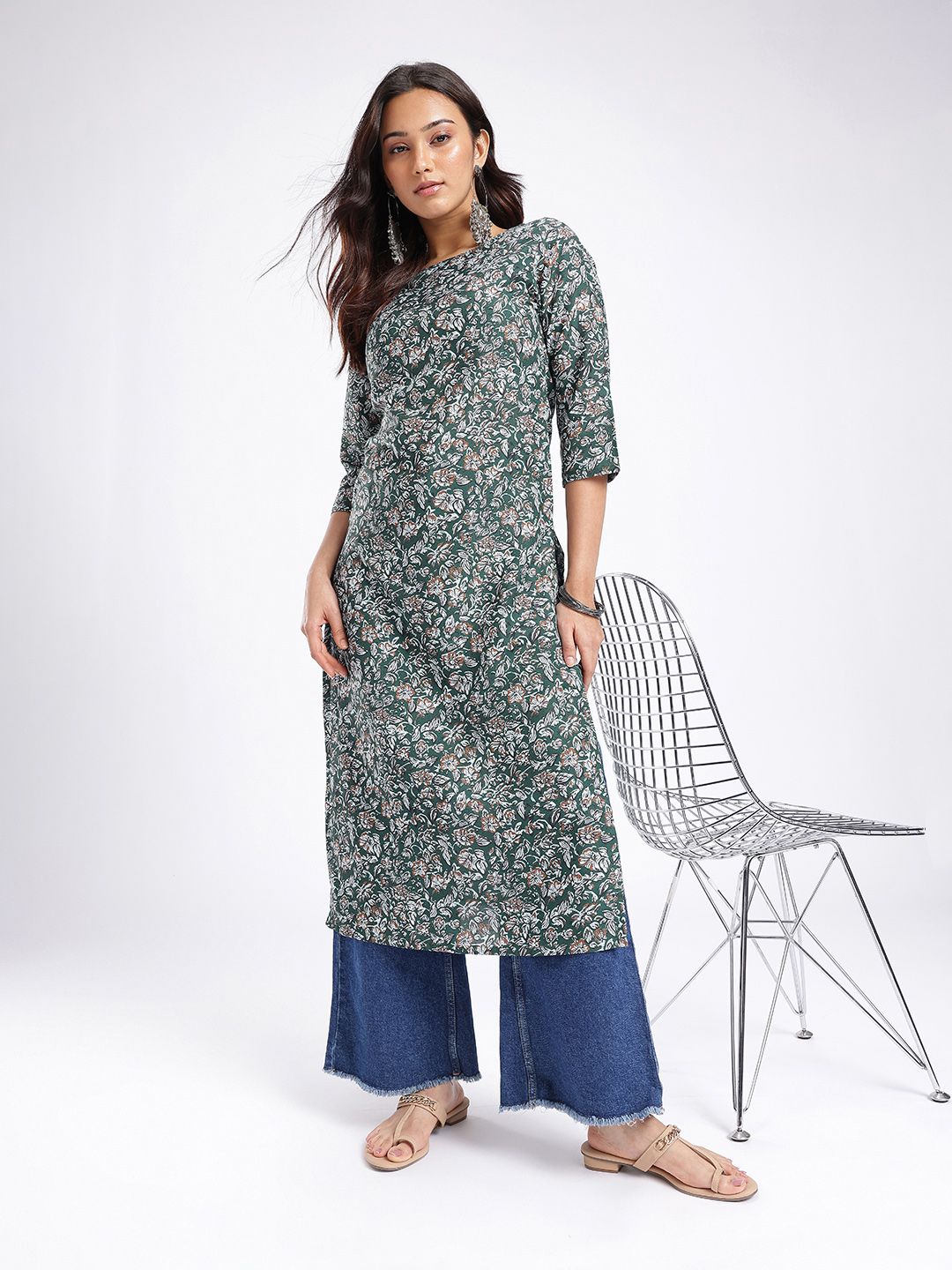 Floral Printed Straight Kurta