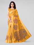 Dhimhi Women's Mustard & Purple Ethnic Motifs Saree