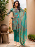 Dhimhi Women's Ethnic Motifs Printed Mandarin Collar Straight Kurta With Trousers & Dupatta