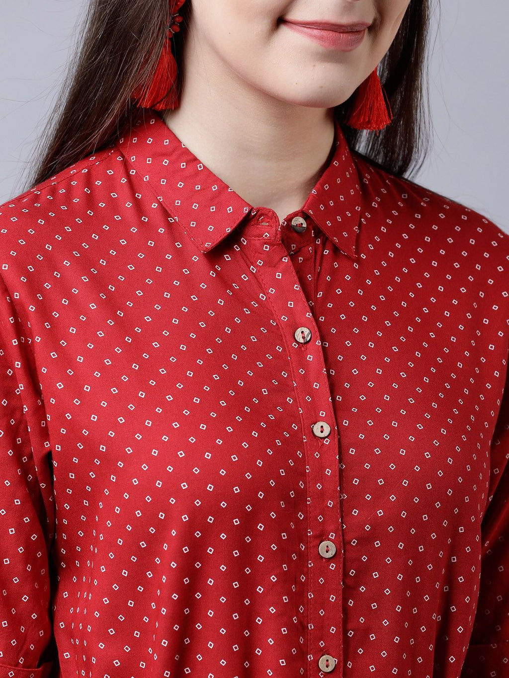 Dhimhi Women's Red & White Shirt Dress