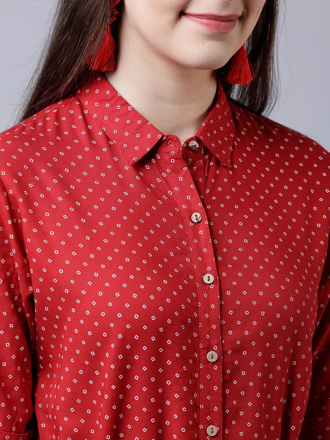 Dhimhi Women's Red & White Shirt Dress