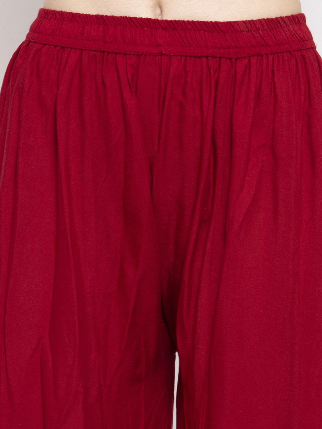 Dhimhi Women's Maroon Embellished Flared Palazzos