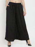 Dhimhi Women's Black Solid Flared Palazzos