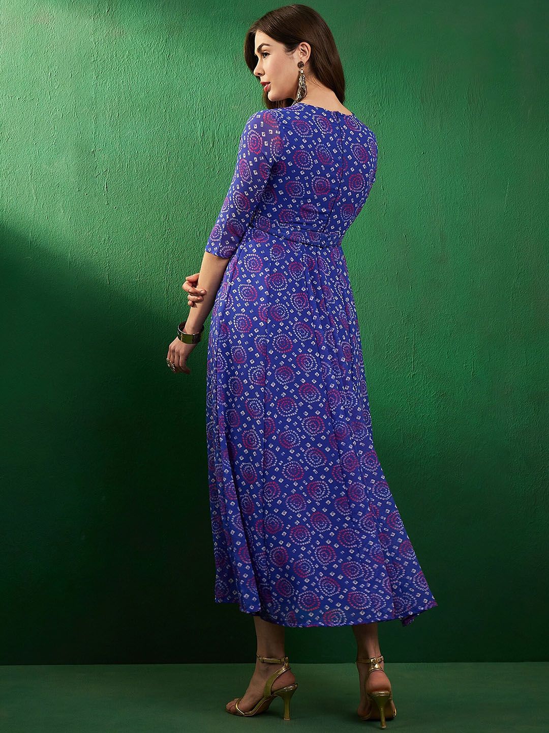 Dhimhi Women's Ethnic Motif Printed Fit & Flared Ethnic Dress