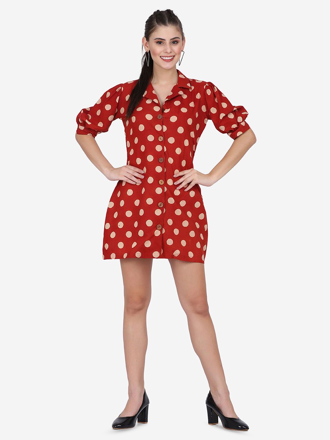 Dhimhi Women's Polka Dot Printed Cotton Top